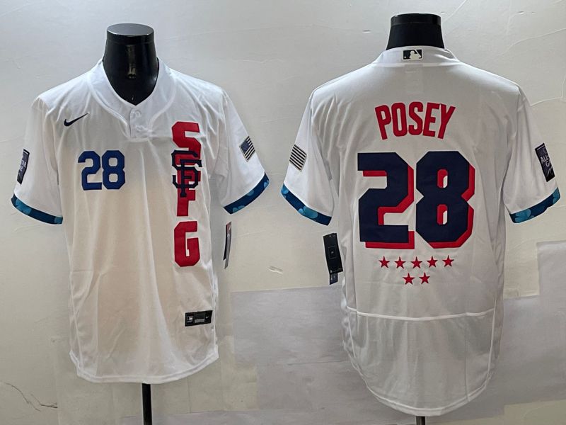 Men San Francisco Giants #28 Posey White All star Elite 2025 Nike MLB Jersey style 2